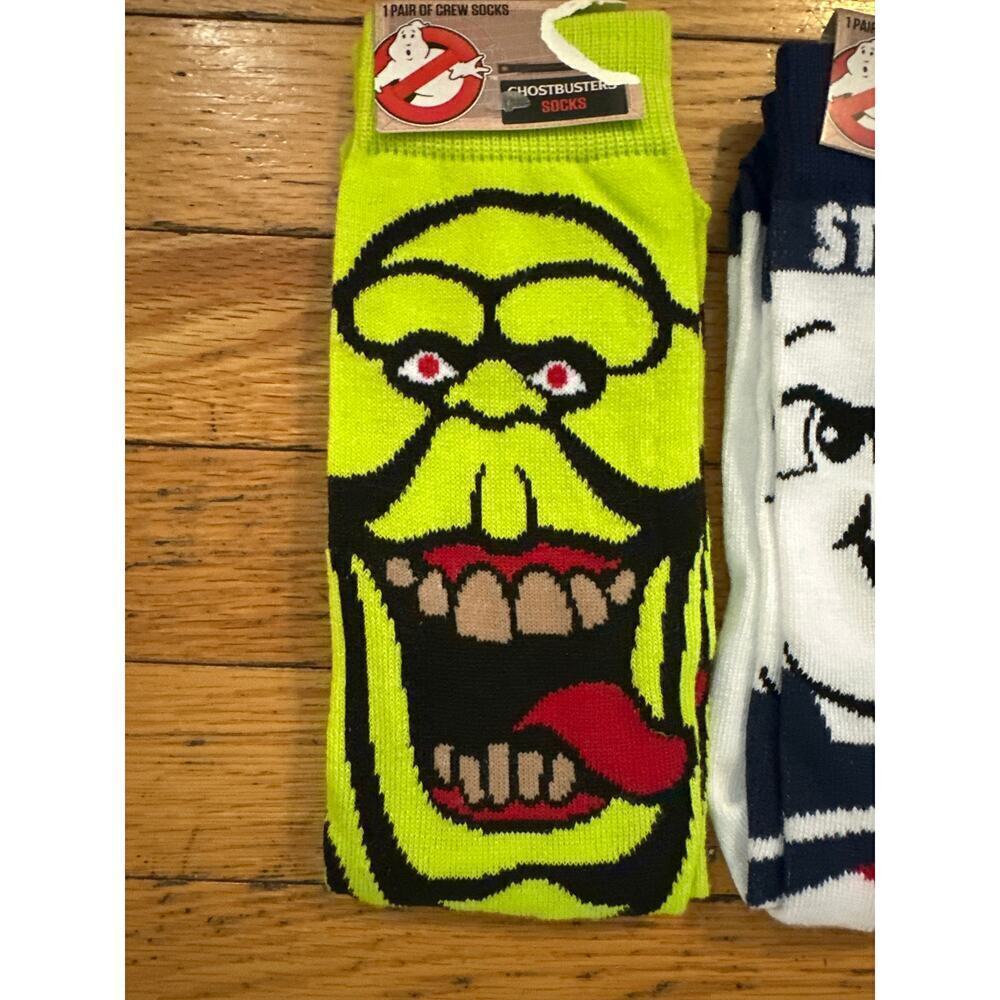 NEW 3pk Ghostbusters Novelty Socks, Size 6-12, Slimer, Stay Puft Marshmallow Man - Picture 2 of 5